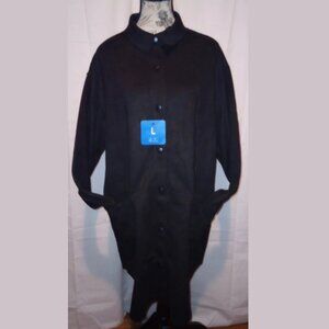 NWOT Well Worn Faux Suede Longline Jacket Black Women’s L Collared